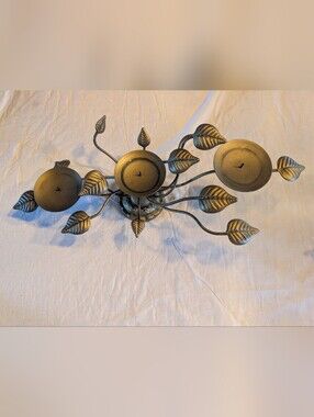 2/40$ Vintage Gold Leaf Metal  Candle Holder
